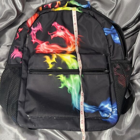Fire Rainbow Dragon‎ School Backpack Black Bookbag for Boys Girls Elementary GUC - Picture 14 of 16